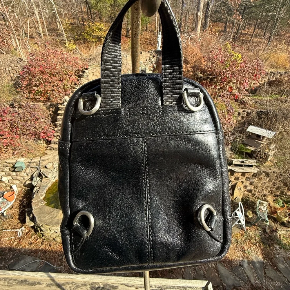 Hadak Small Black Leather Backpack w/ Straps • Unisex 🖤✨🐱